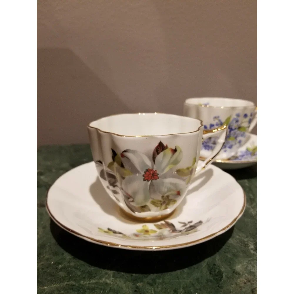 Vintage Windsor Bone China Tea Cup & Saucer Floral Set of 2 England
